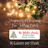 CHRISTMAS TREE Address Labels, Return Address Labels, Christmas Tree Words, Personalized - J & S Graphics