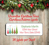 Personalized CHRISTMAS TREES Design Return Address LABELS, Sets of 30 - J & S Graphics