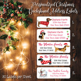 Christmas Dachshund Return Address Labels, Personalized, Christmas Gift Tags