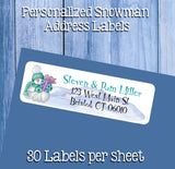 Personalized Cute Christmas and Holiday SNOWMEN Address Labels, Return Address Labels