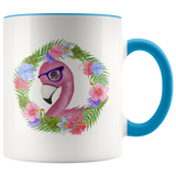 Tropical Flamingo with Glasses Accent Colors 11oz COFFEE MUG