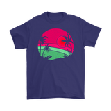 Retro Pink Beach Sunset - Cool Men's or Women's T-Shirt