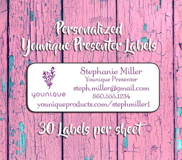 Personalized YOUNIQUE Labels, YOUNIQUE Presenter Product Catalog or Address LABELS - J & S Graphics