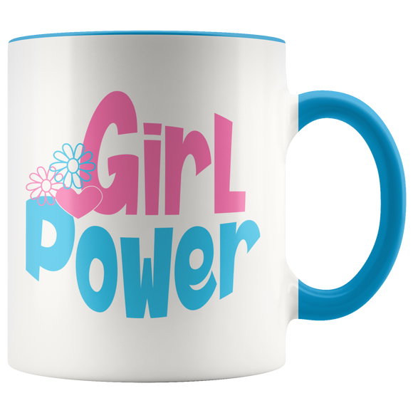 GIRL POWER 11oz Accent Color Coffee Mug - J & S Graphics