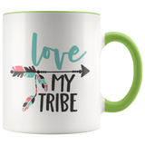 LOVE MY TRIBE 11oz Color Accent White Coffee Mug - J & S Graphics