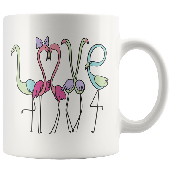 LOVE FLAMINGOS 11oz Coffee Mug - J & S Graphics
