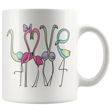 LOVE FLAMINGOS 11oz Coffee Mug - J & S Graphics